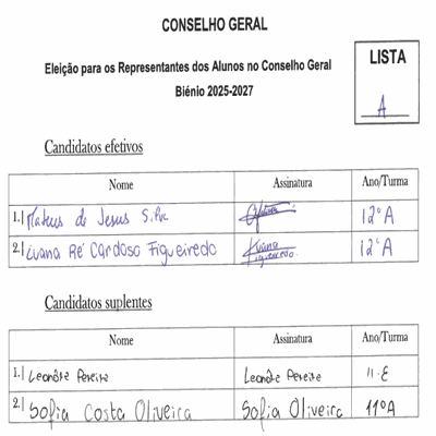 Listas A e B
